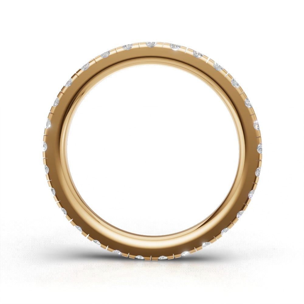 Full Eternity Pave 1.7mm lab grown diamond wedding band, 18K yellow gold - see through
