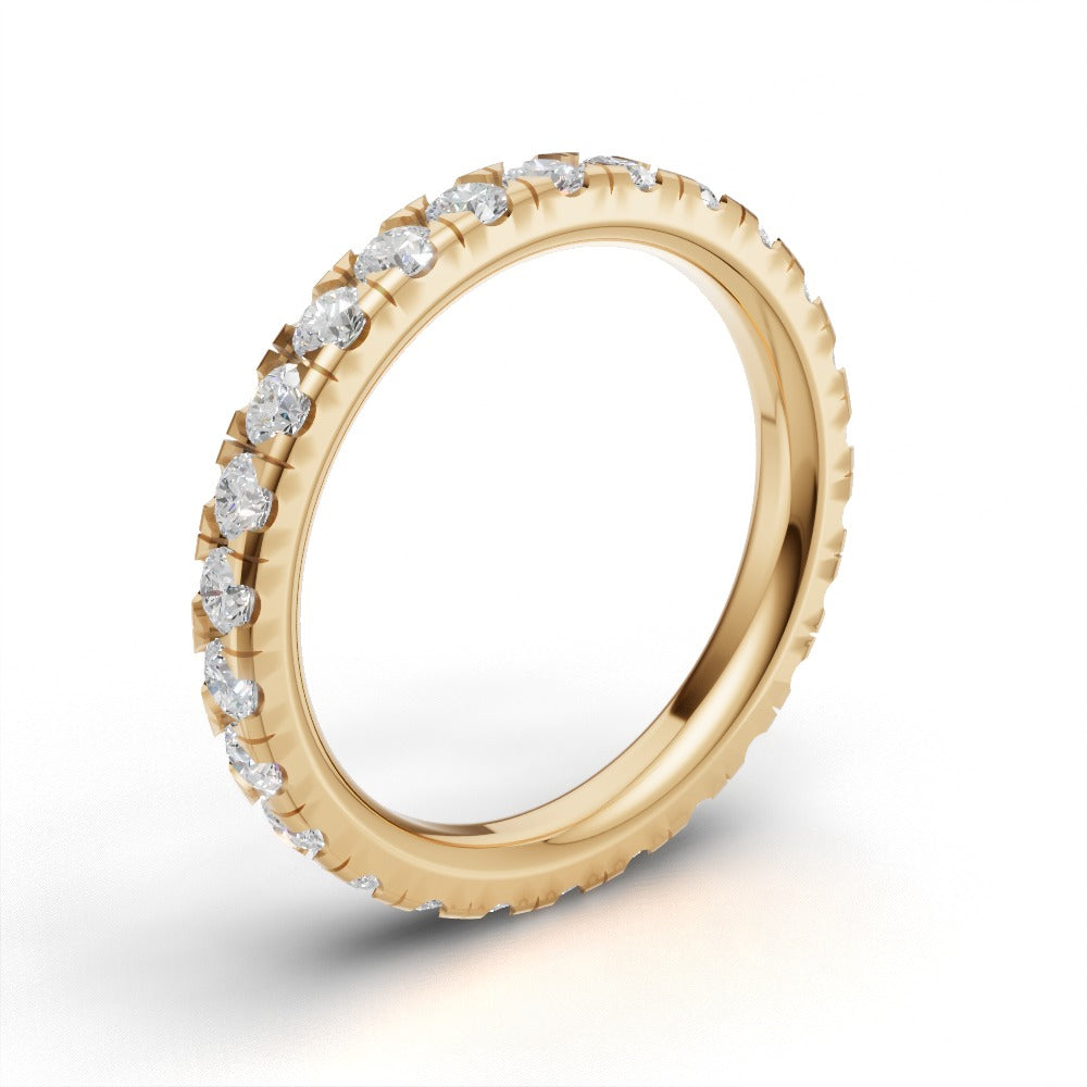 Full Eternity Pave 2.2mm lab grown diamond wedding band, 18K yellow gold - ne