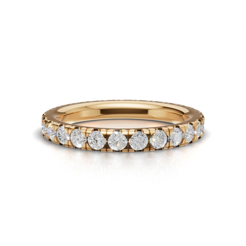 Full Eternity Pave 2.2mm lab grown diamond wedding band, 18K yellow gold - view 4