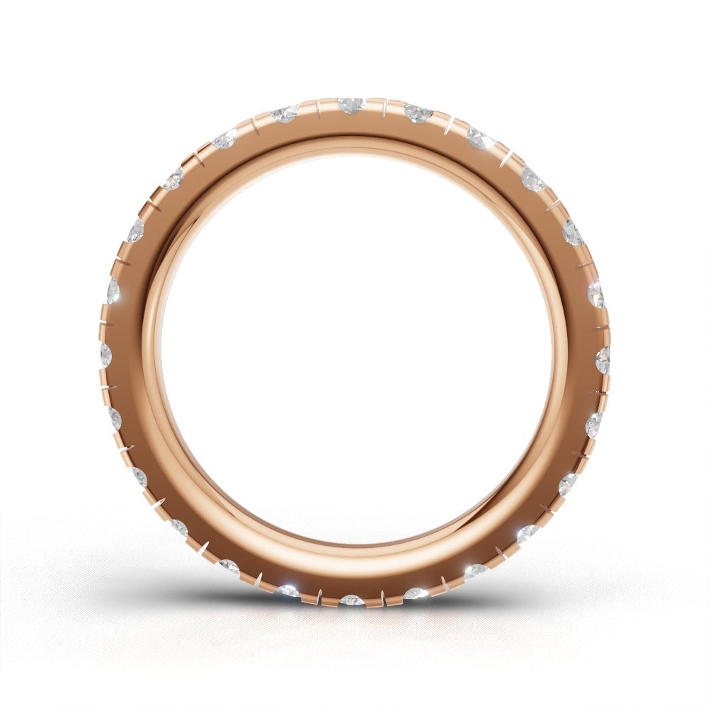 Full Eternity Pave 2.5mm lab grown diamond wedding band, 18K rose gold - see through