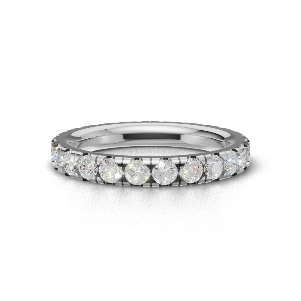 Full Eternity Pave 2.5mm lab grown diamond wedding band, 18K white gold - view 4