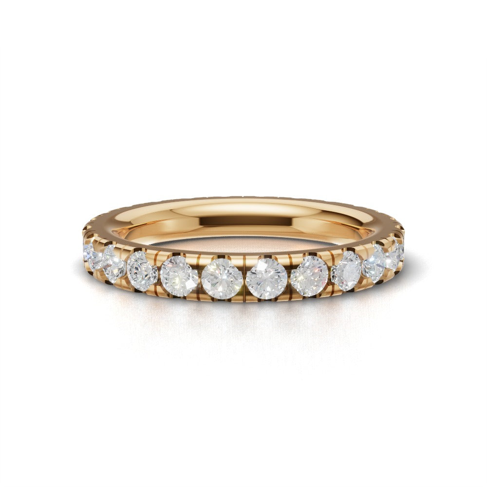 Full Eternity Pave 2.5mm lab grown diamond wedding band, 18K yellow gold - view 4