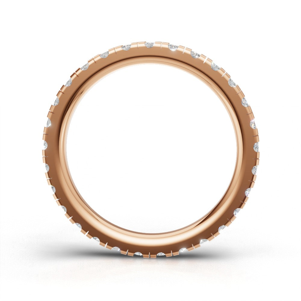 Full Eternity Pave 2mm lab grown diamond wedding band, 18K rose gold - see through