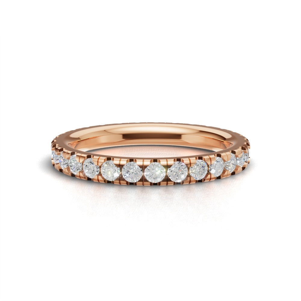 Full Eternity Pave 2mm lab grown diamond wedding band, 18K rose gold - view 4