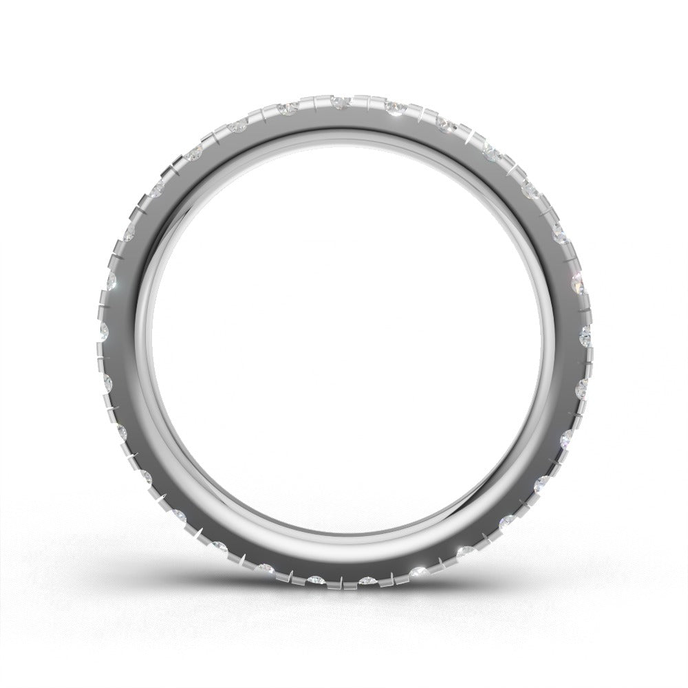 Full Eternity Pave 2mm lab grown diamond wedding band, 18K white gold - see through