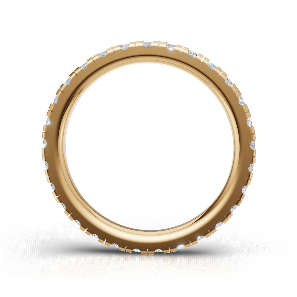 Full Eternity Pave 2mm lab grown diamond wedding band, 18K yellow gold - see through
