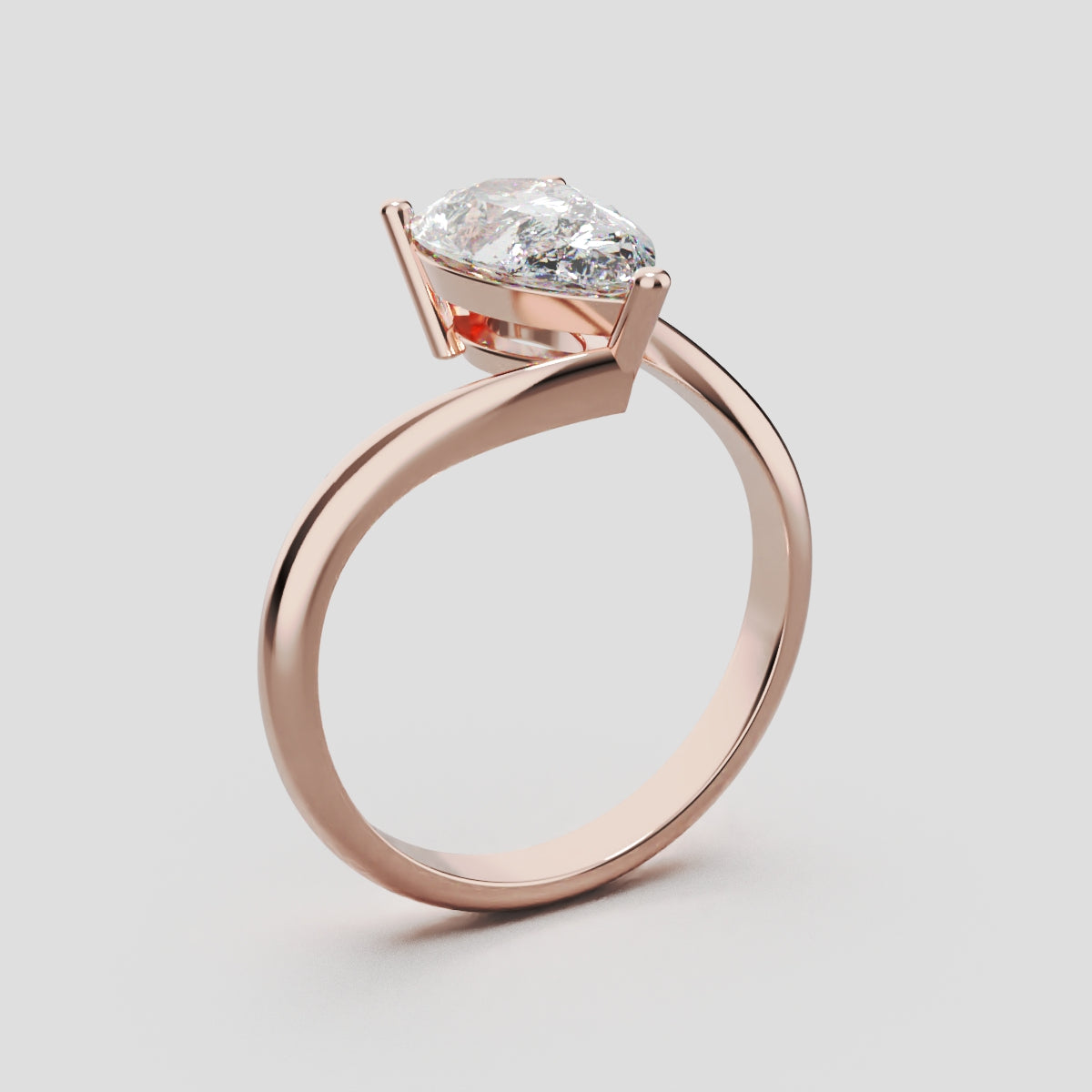 Spirale, 1.5ct pear lab grown diamond engagement ring, Bypass, 18K rose gold - ne