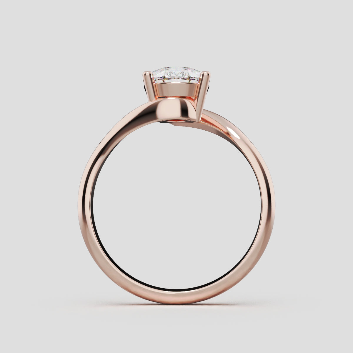 Spirale, 1.5ct pear lab grown diamond engagement ring, Bypass, 18K rose gold - through finger