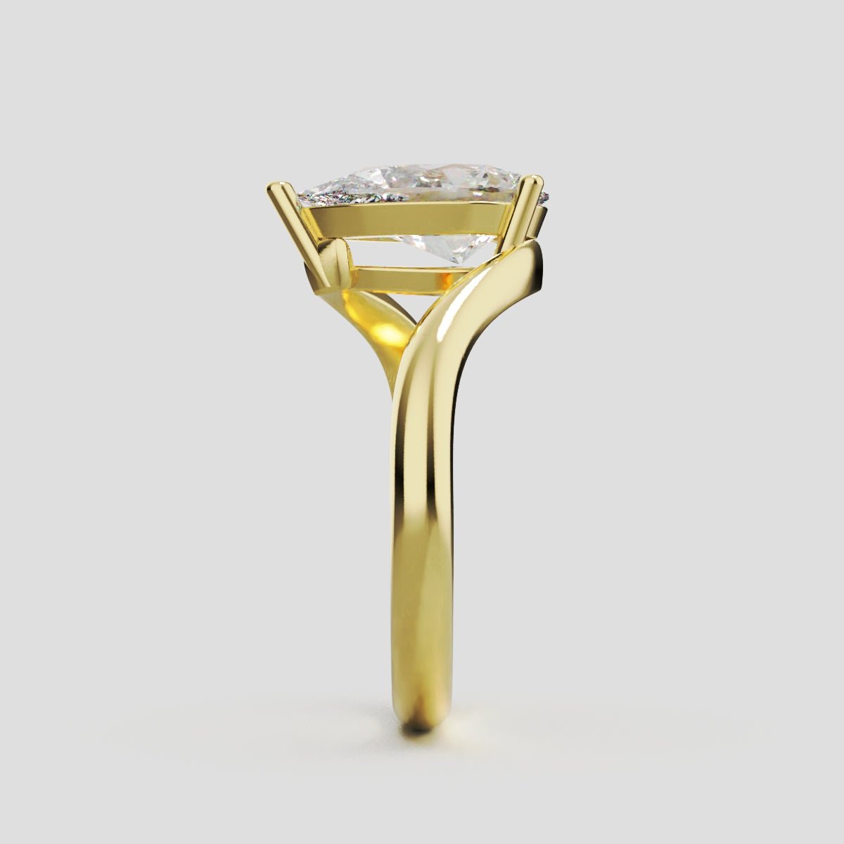 Spirale, 1.5ct pear lab grown diamond engagement ring, Bypass, 18K yellow gold - side view
