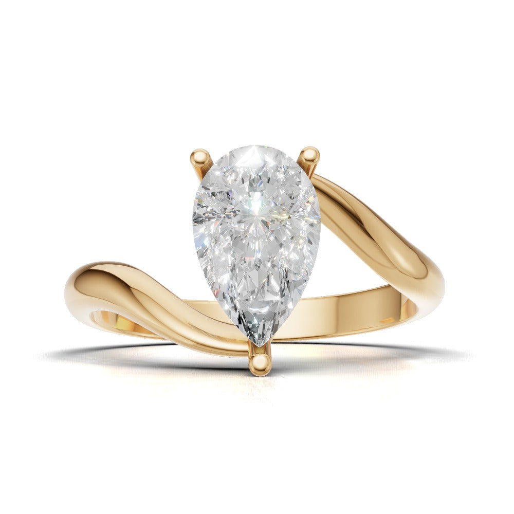 Spirale, 1ct pear lab grown diamond engagement ring, Bypass, 18K yellow gold - view 4