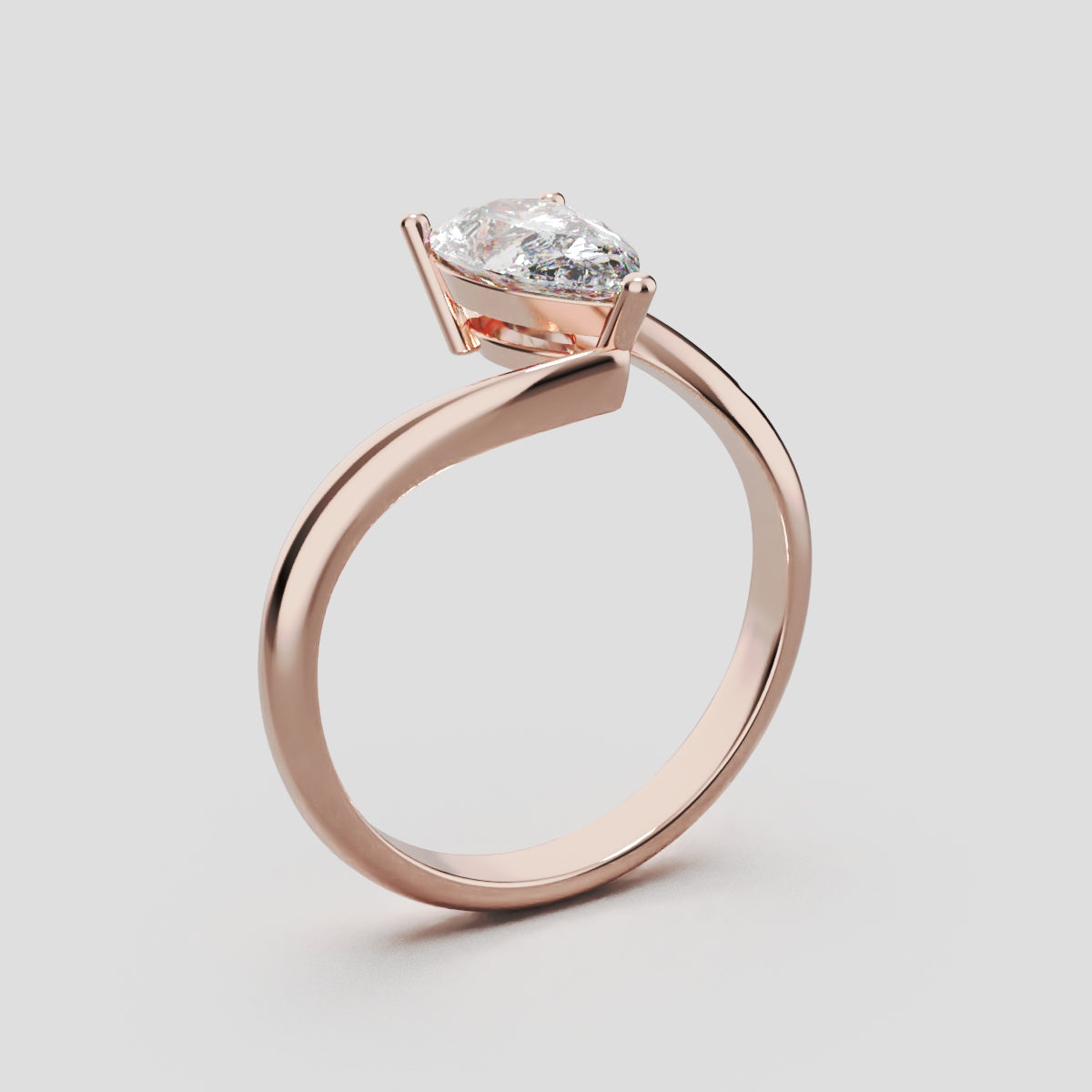 Spirale, 1ct pear lab grown diamond engagement ring, Bypass, 18K rose gold - ne