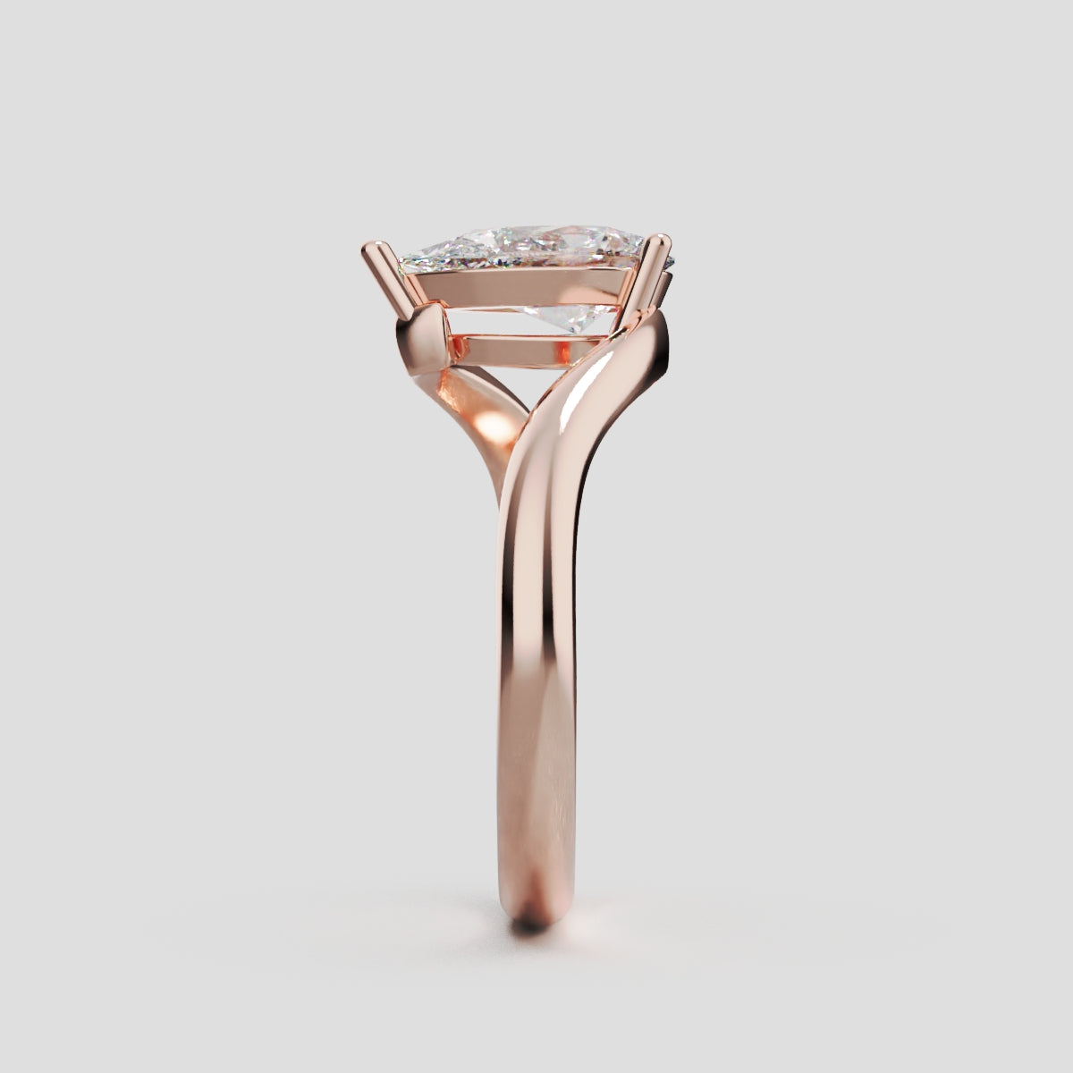 Spirale, 1ct pear lab grown diamond engagement ring, Bypass, 18K rose gold - side view