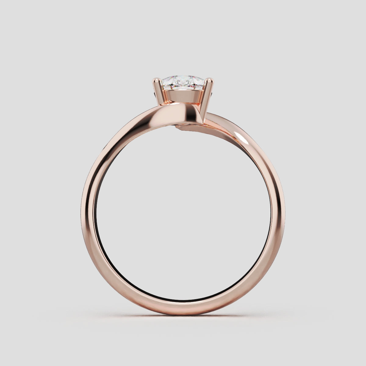 Spirale, 1ct pear lab grown diamond engagement ring, Bypass, 18K rose gold - through finger