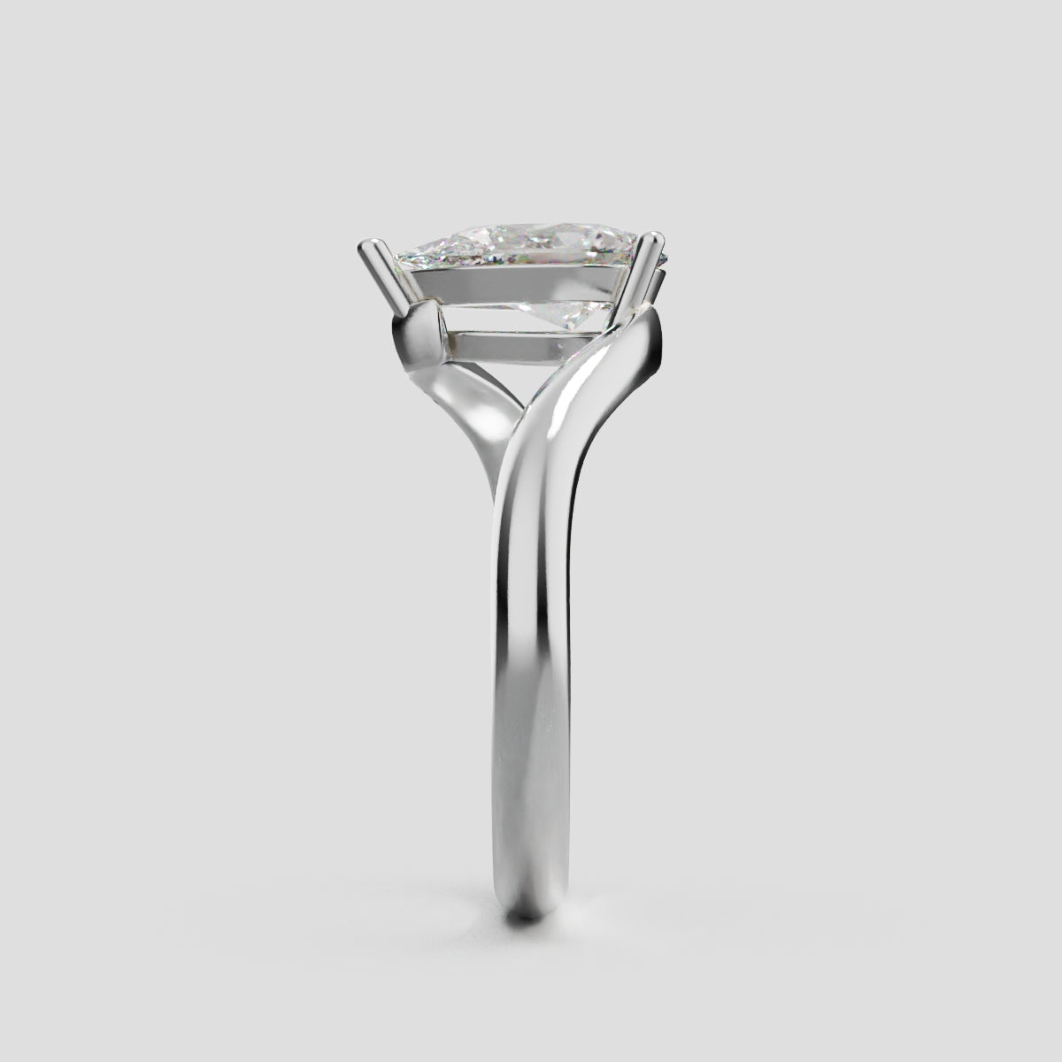 Spirale, 1ct pear lab grown diamond engagement ring, Bypass, 18K white gold - side view