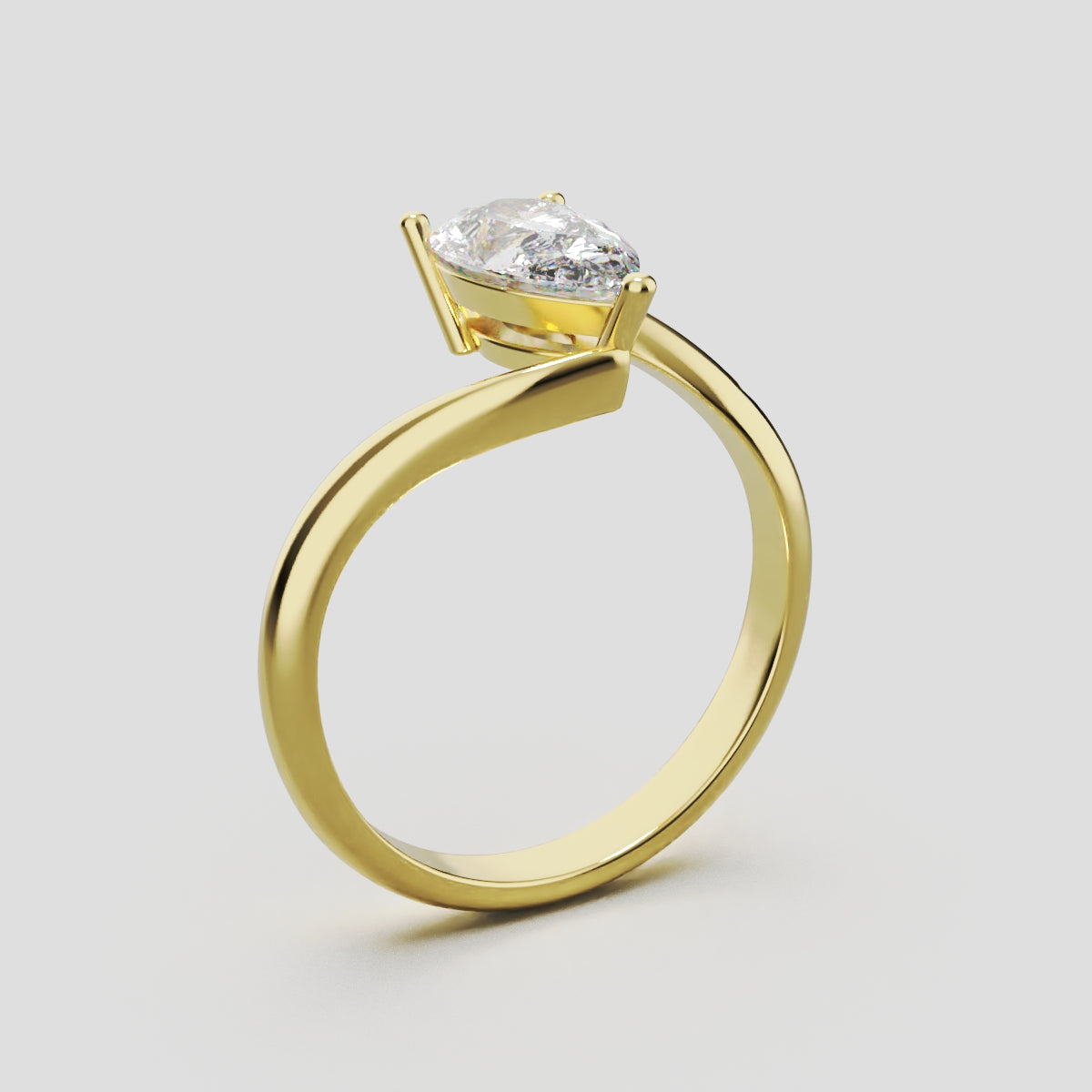 Spirale, 1ct pear lab grown diamond engagement ring, Bypass, 18K yellow gold - ne