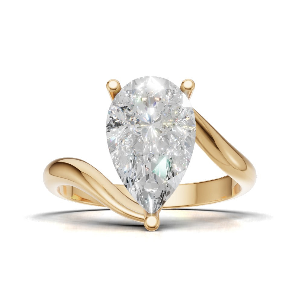 Spirale, 2ct pear lab grown diamond engagement ring, Bypass, 18K yellow gold - view 4