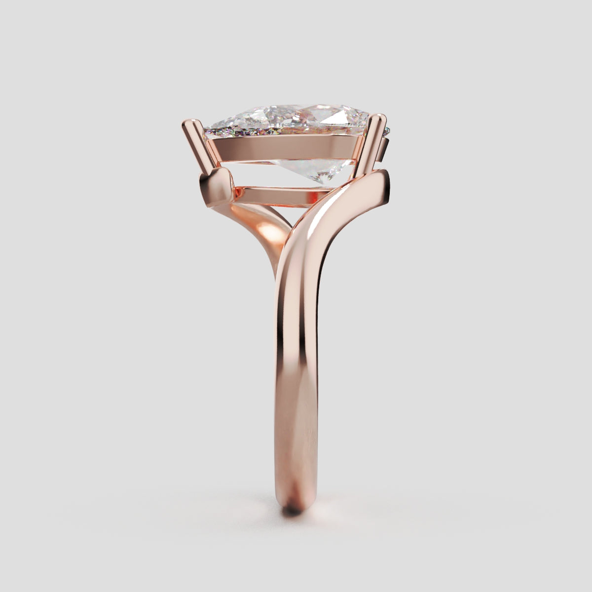 Spirale, 2ct pear lab grown diamond engagement ring, Bypass, 18K rose gold - side view