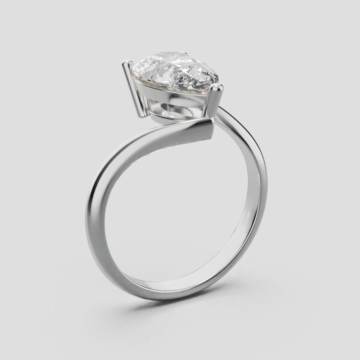 Spirale, 2ct pear lab grown diamond engagement ring, Bypass, 18K white gold - ne