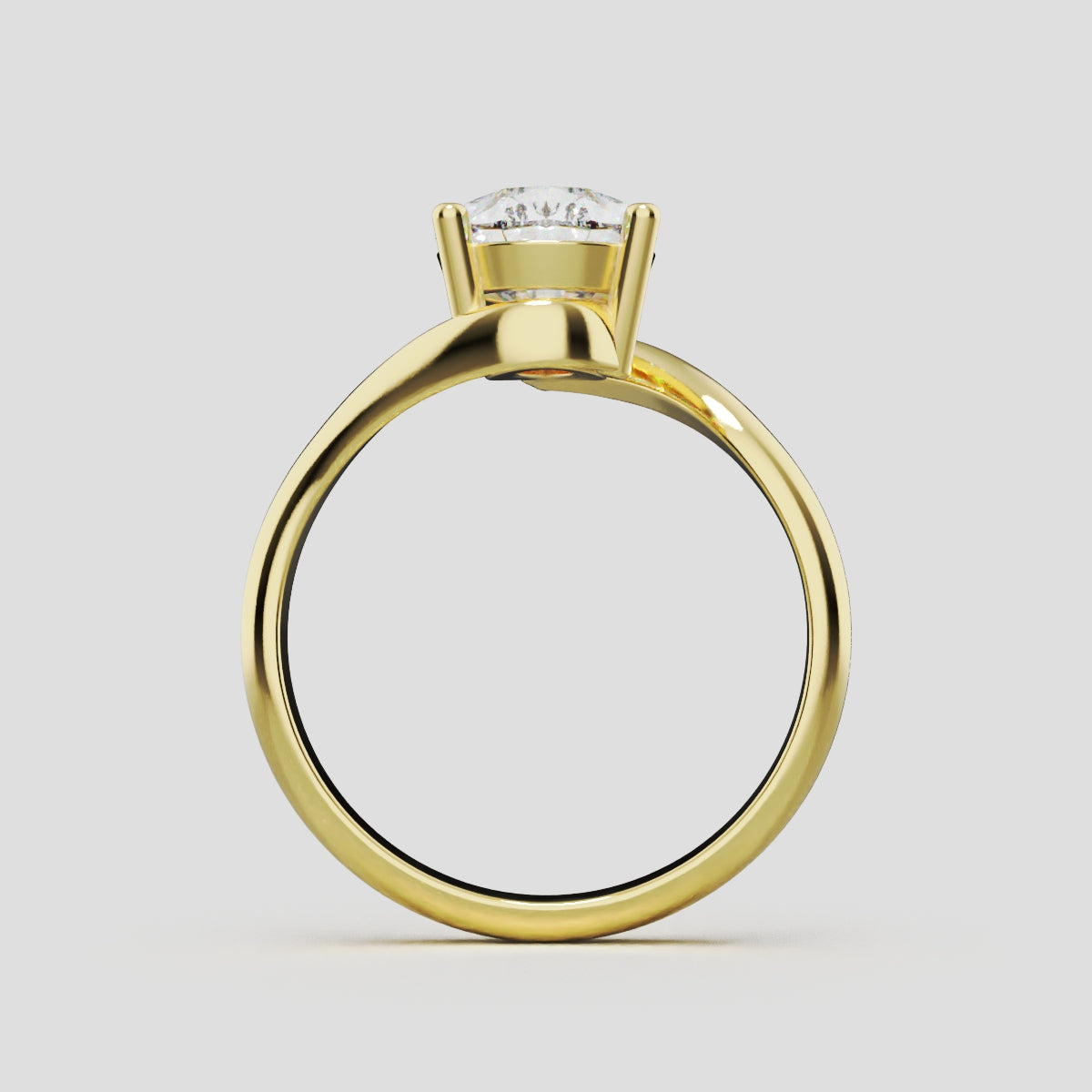 Spirale, 2ct pear lab grown diamond engagement ring, Bypass, 18K yellow gold - through finger