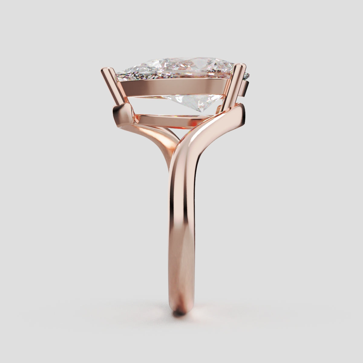 Spirale, 3ct pear lab grown diamond engagement ring, Bypass, 18K rose gold - side view