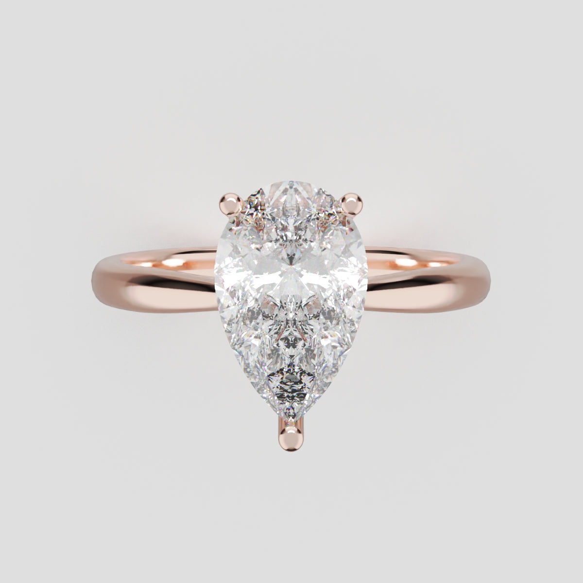 Guglia, 1.5ct pear lab grown diamond engagement ring, Cathedral, 18K rose gold - front view