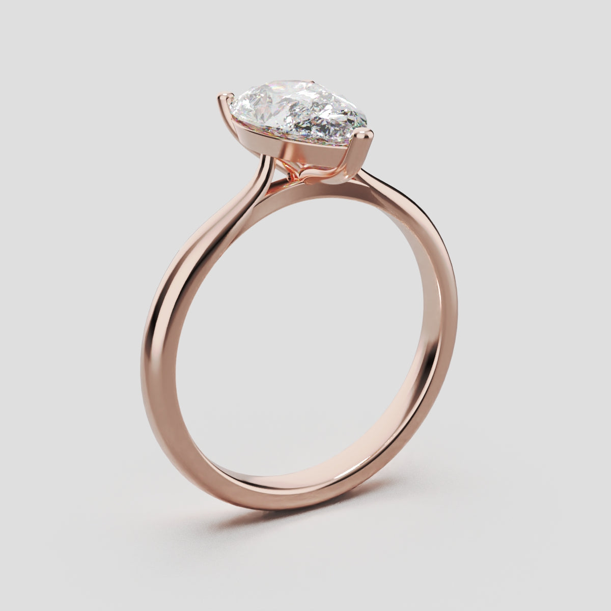 Guglia, 1.5ct pear lab grown diamond engagement ring, Cathedral, 18K rose gold - ne