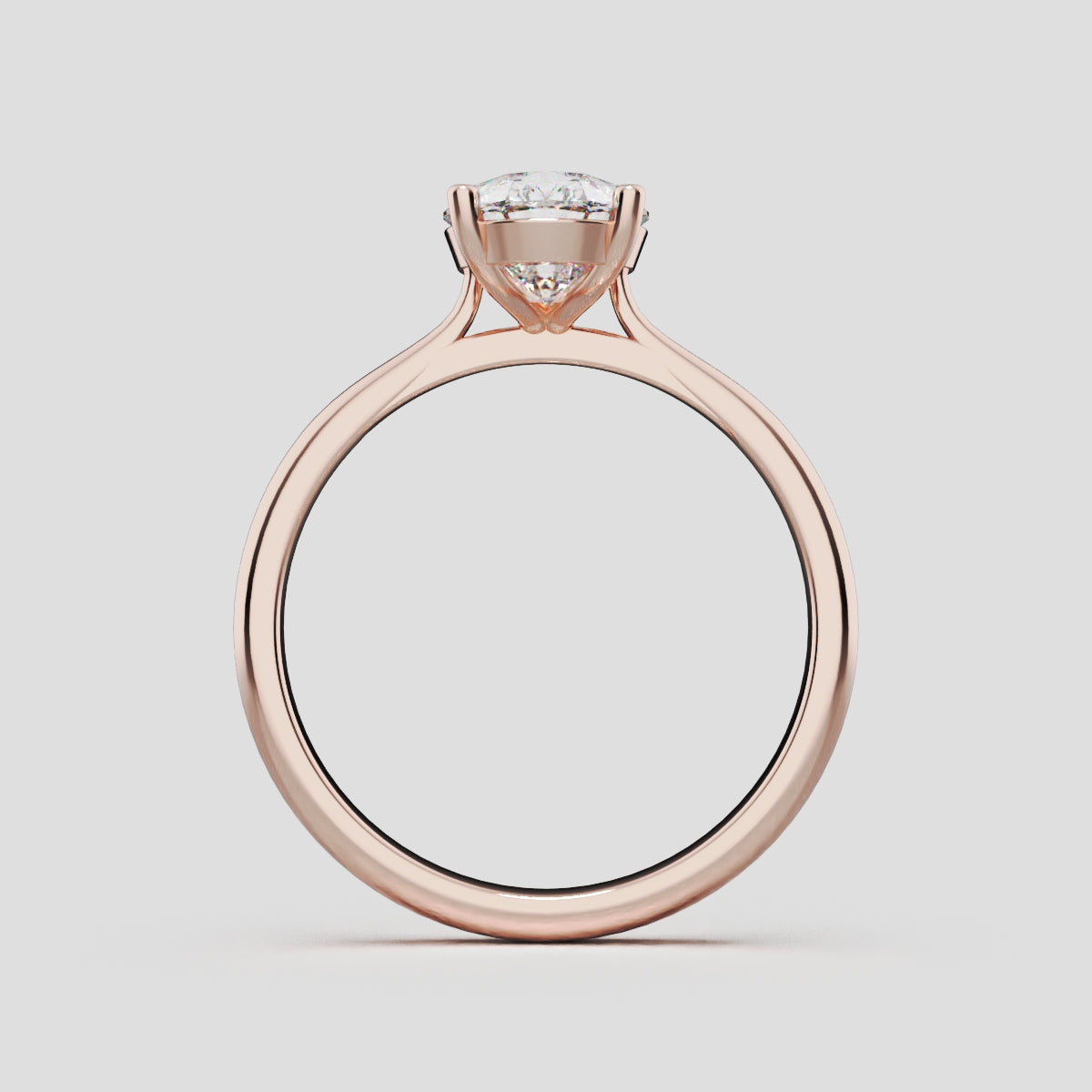 Guglia, 1.5ct pear lab grown diamond engagement ring, Cathedral, 18K rose gold - through finger