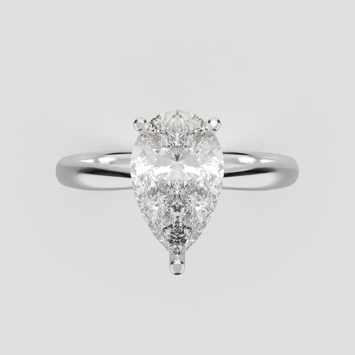 Guglia, 1.5ct pear lab grown diamond engagement ring, Cathedral, 18K white gold - front view
