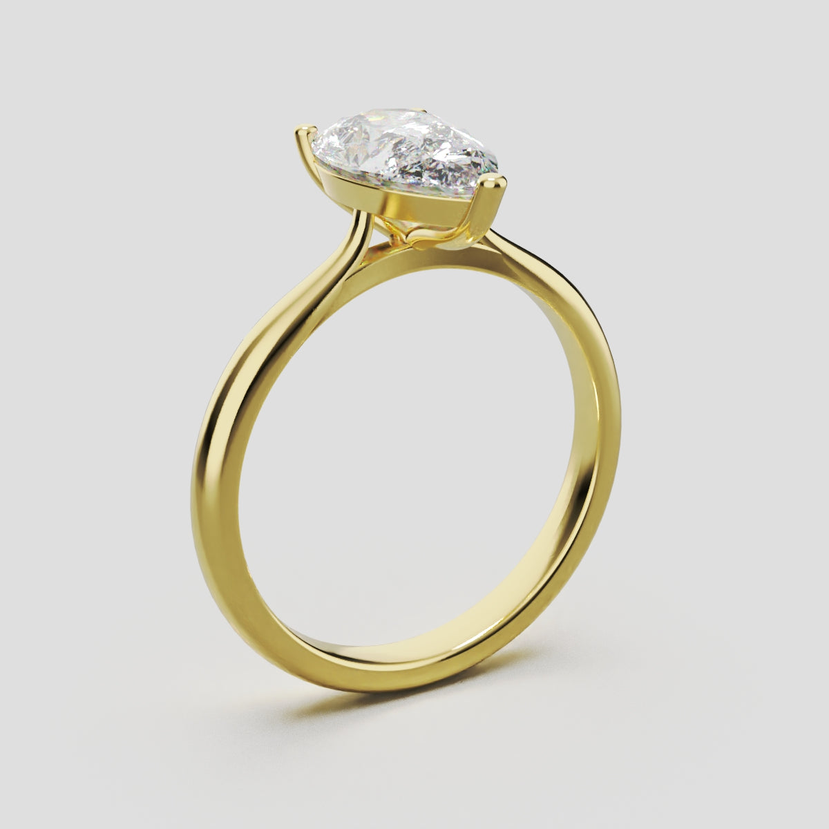 Guglia, 1.5ct pear lab grown diamond engagement ring, Cathedral, 18K yellow gold - ne