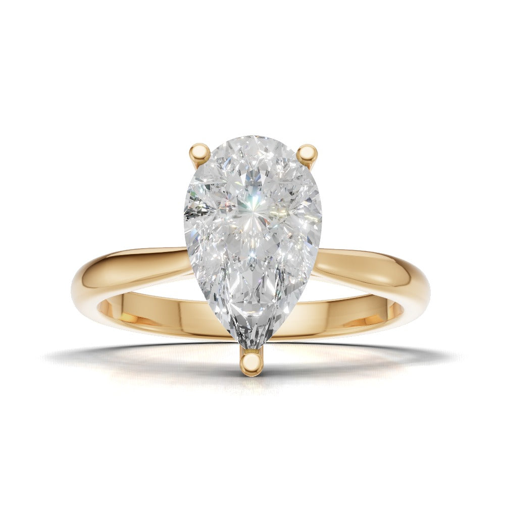 Guglia, 1.5ct pear lab grown diamond engagement ring, Cathedral, 18K yellow gold - view 4