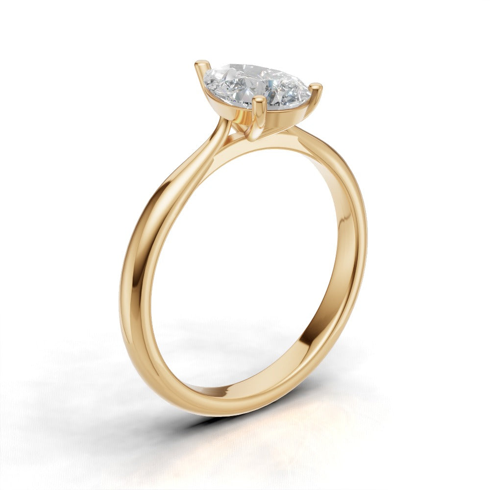 Guglia, 1ct pear lab grown diamond engagement ring, Cathedral, 18K yellow gold - ne