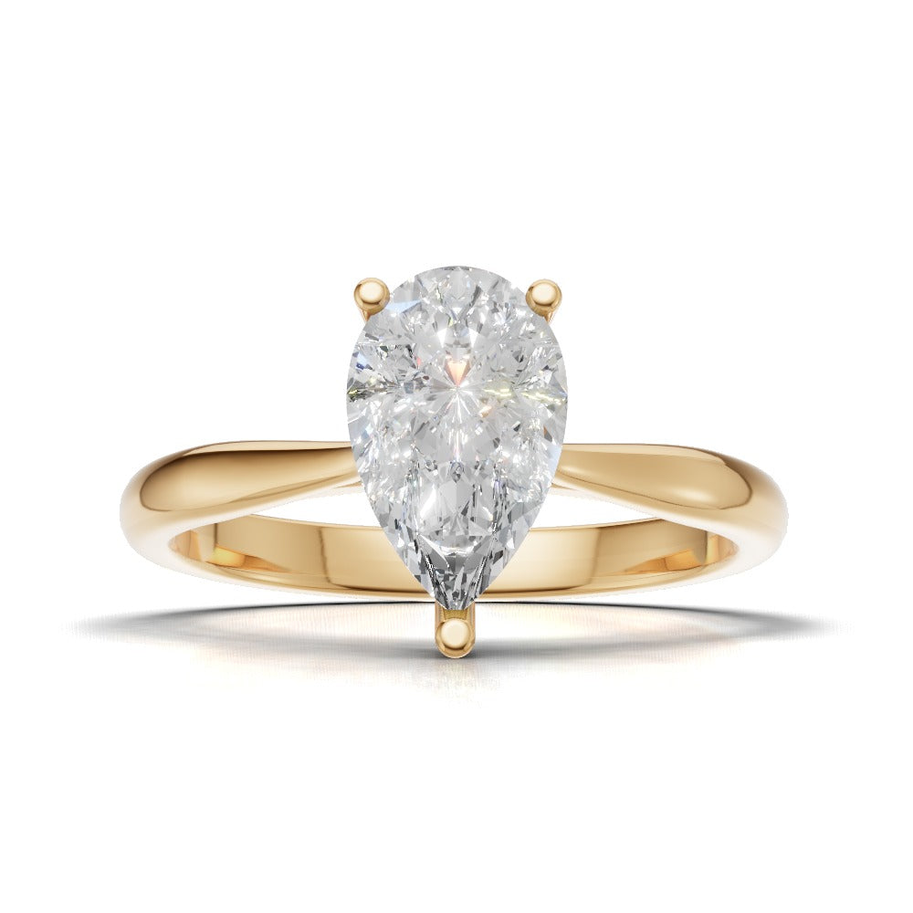Guglia, 1ct pear lab grown diamond engagement ring, Cathedral, 18K yellow gold - view 4