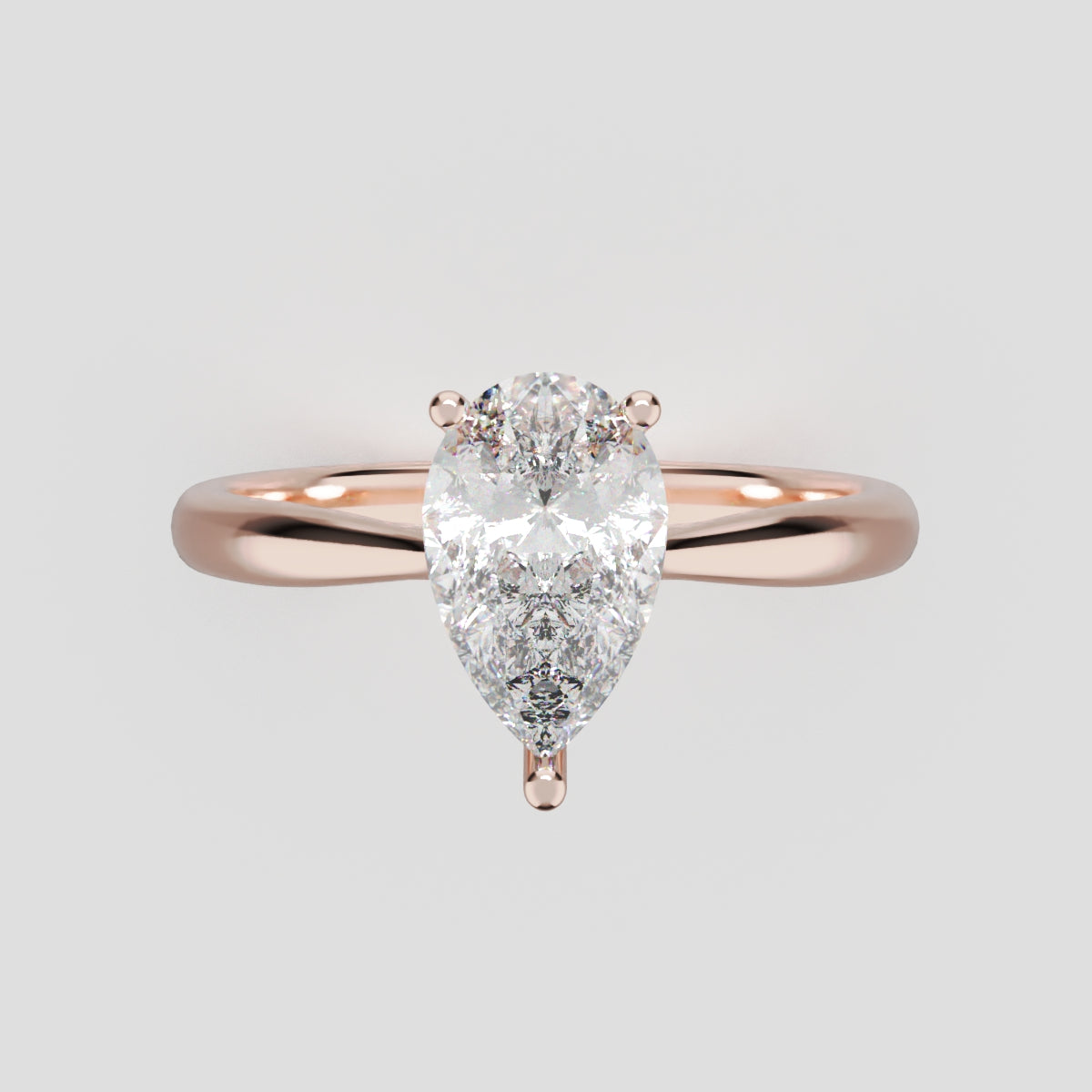 Guglia, 1ct pear lab grown diamond engagement ring, Cathedral, 18K rose gold - front view