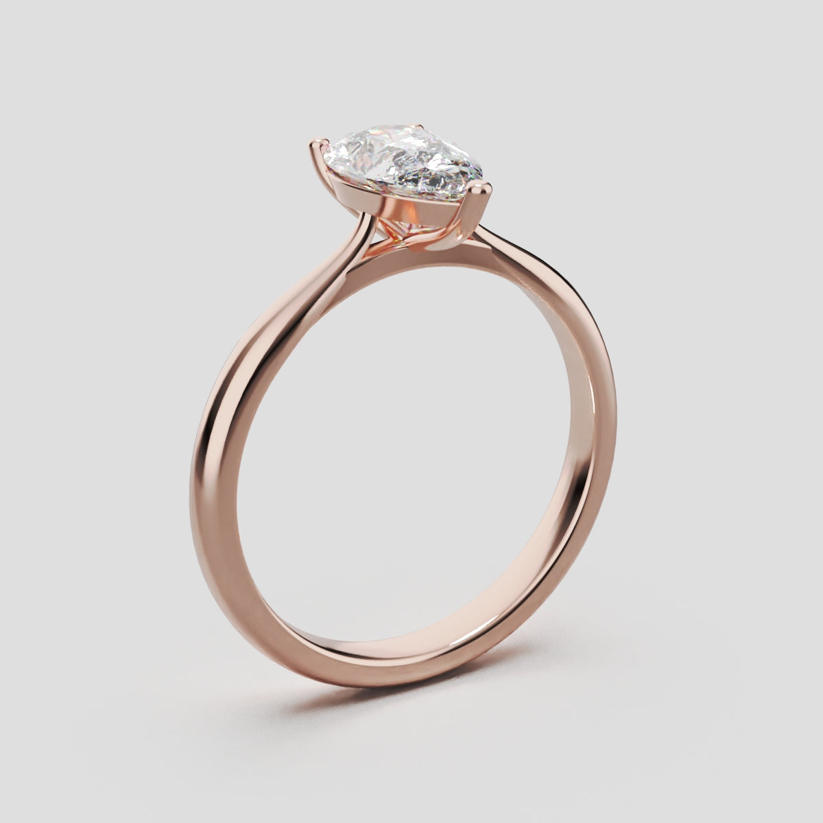 Guglia, 1ct pear lab grown diamond engagement ring, Cathedral, 18K rose gold - ne
