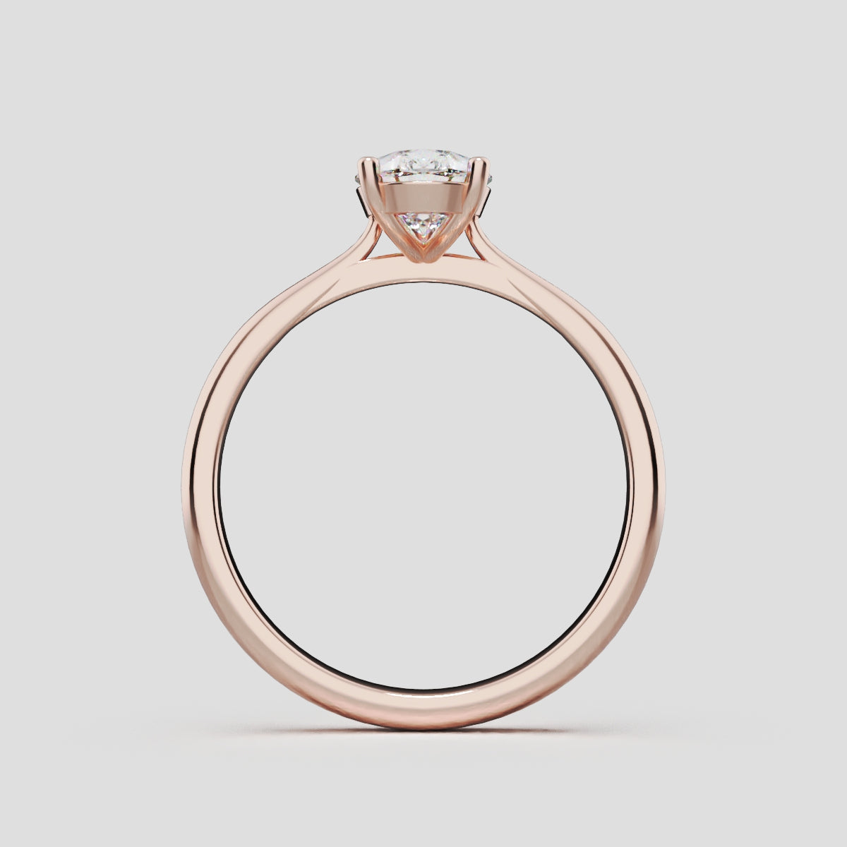 Guglia, 1ct pear lab grown diamond engagement ring, Cathedral, 18K rose gold - through finger