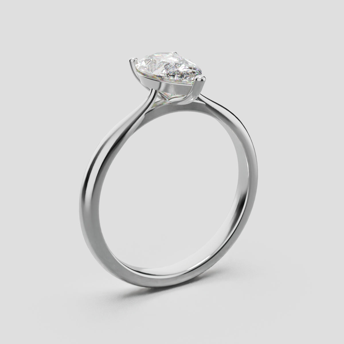 Guglia, 1ct pear lab grown diamond engagement ring, Cathedral, 18K white gold - ne