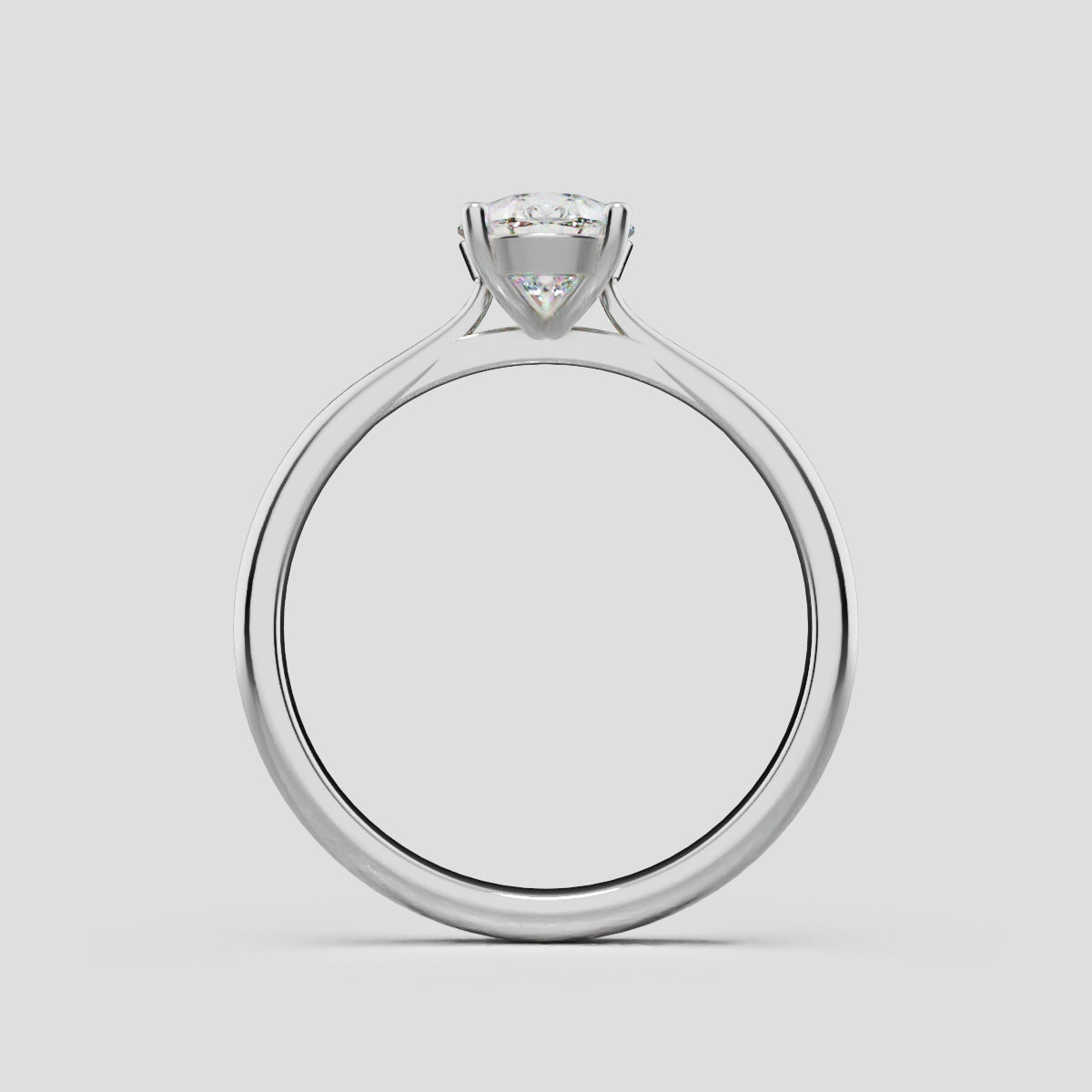 Guglia, 1ct pear lab grown diamond engagement ring, Cathedral, 18K white gold - through finger