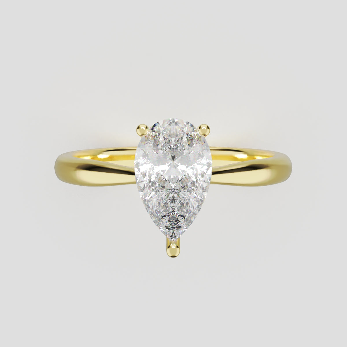 Guglia, 1ct pear lab grown diamond engagement ring, Cathedral, 18K yellow gold - front view