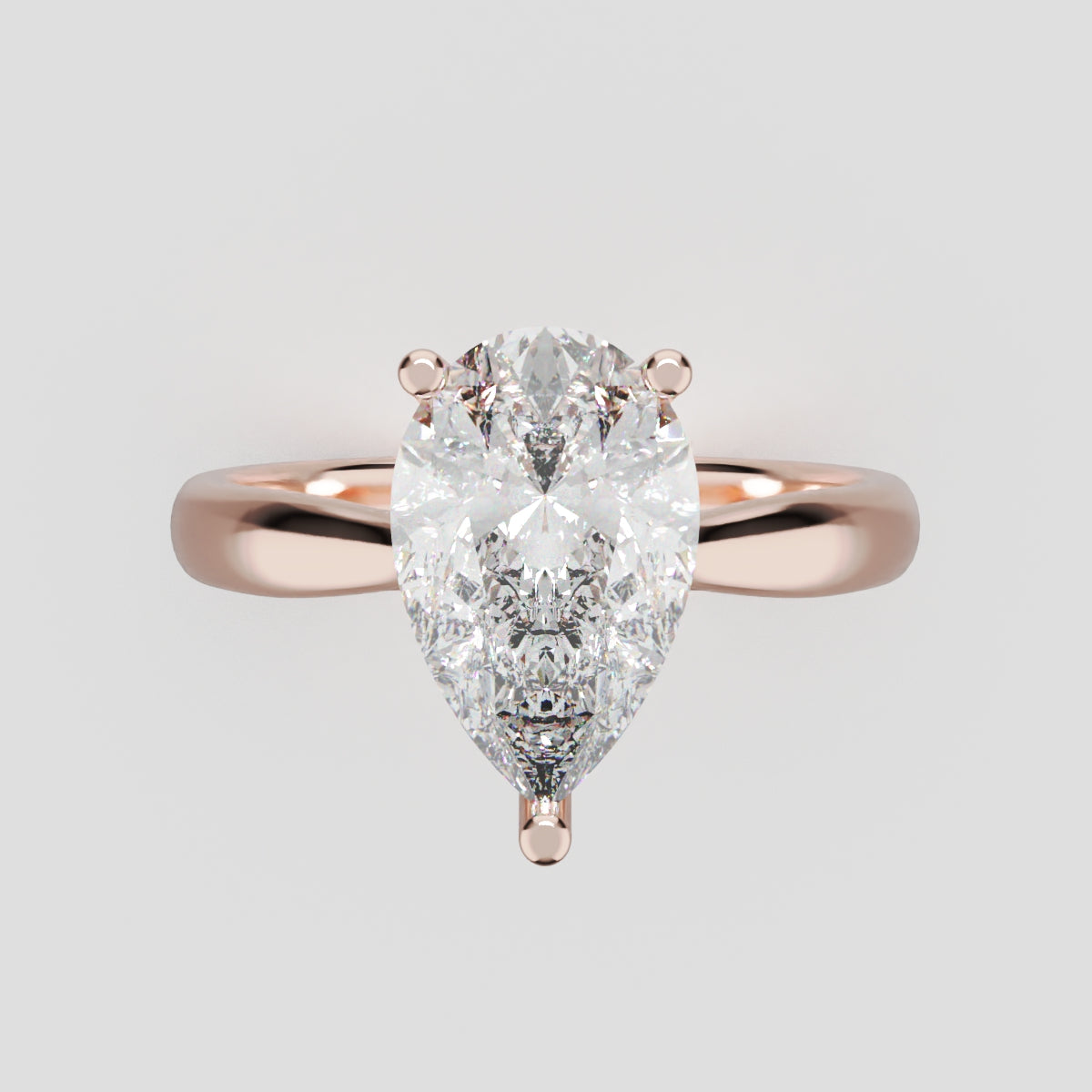 Guglia, 2ct pear lab grown diamond engagement ring, Cathedral, 18K rose gold - front view