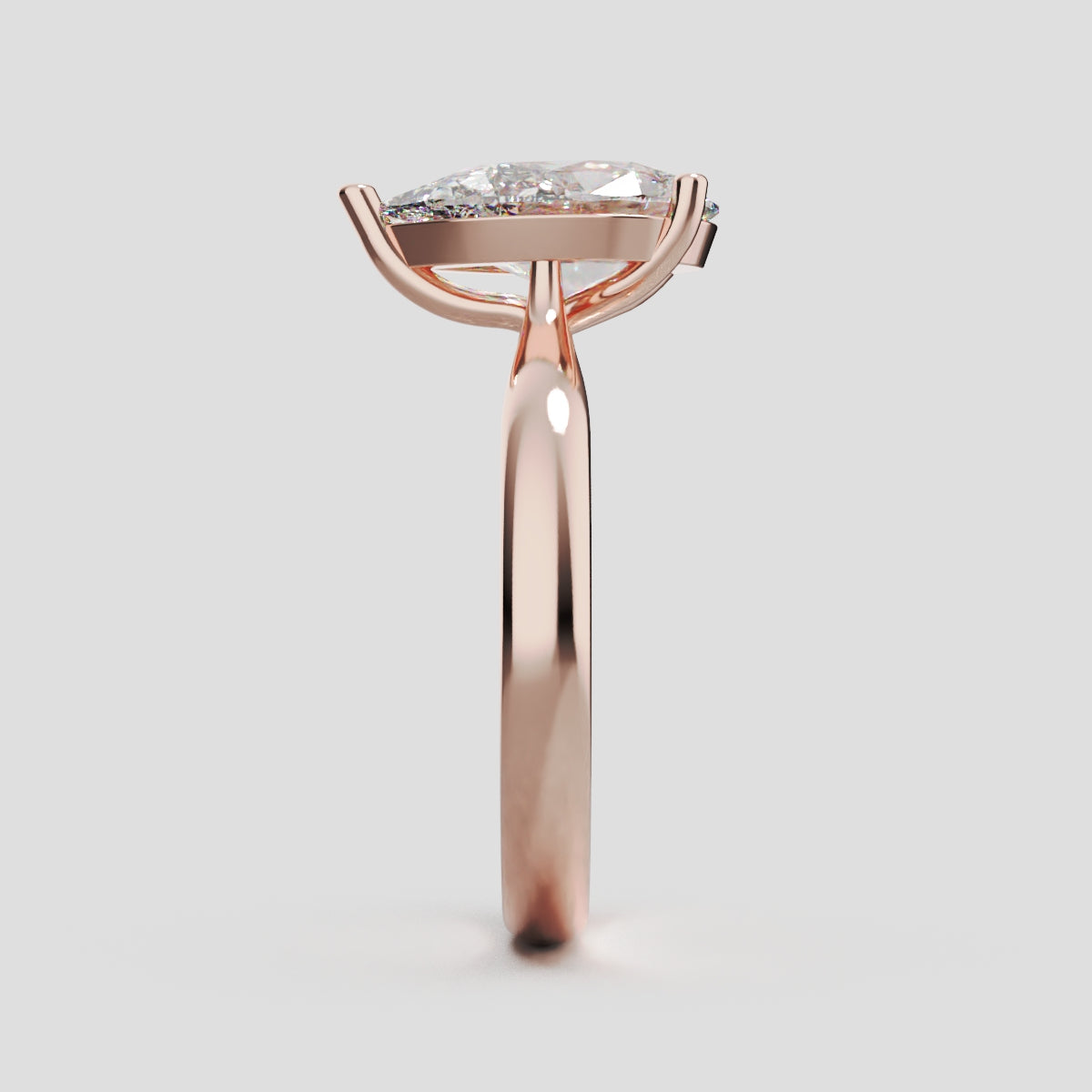 Guglia, 2ct pear lab grown diamond engagement ring, Cathedral, 18K rose gold - side view