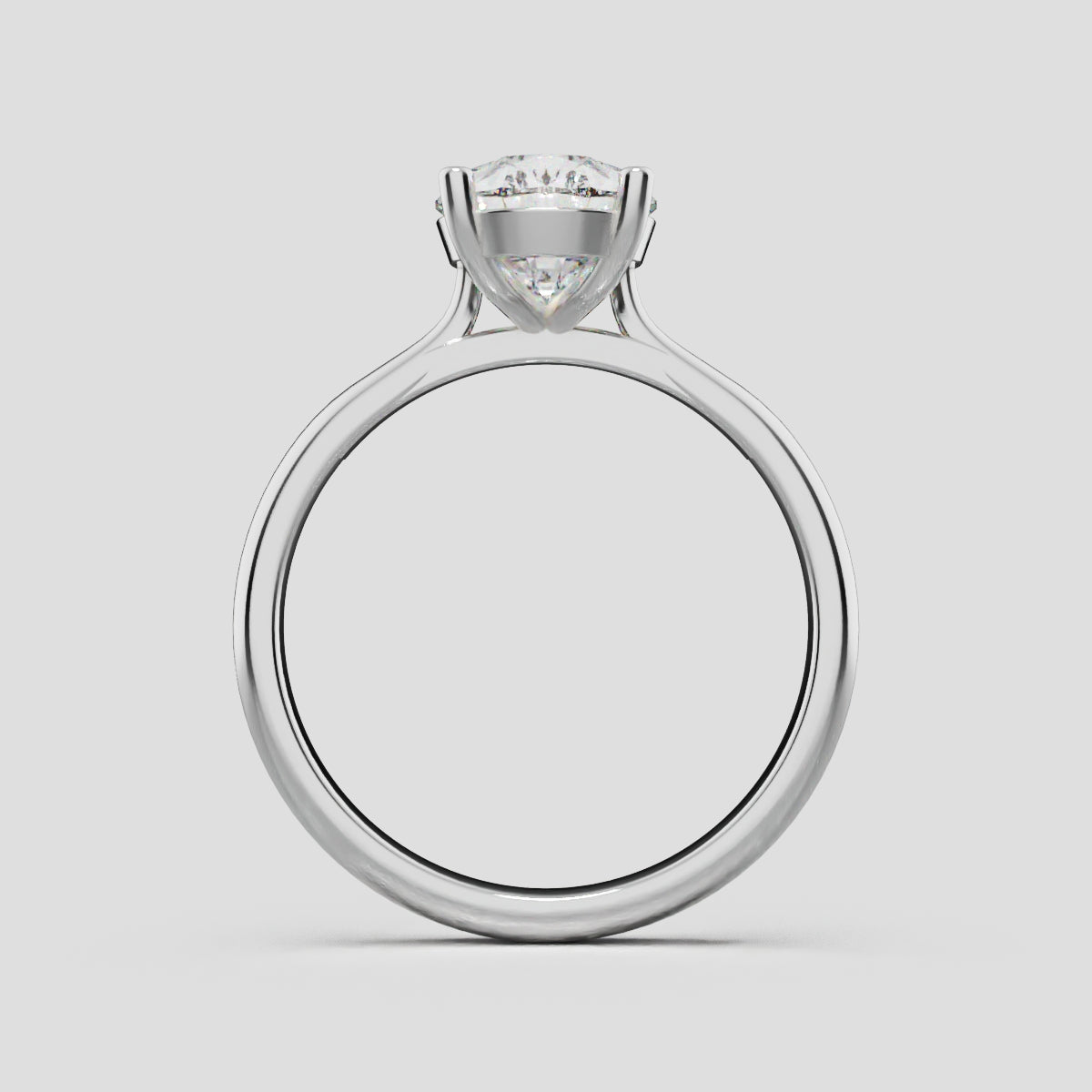 Guglia, 2ct pear lab grown diamond engagement ring, Cathedral, 18K white gold - through finger