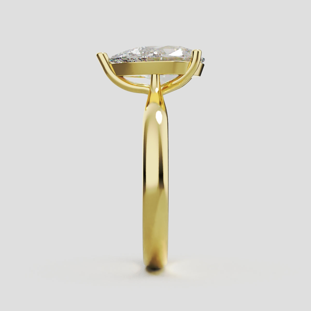 Guglia, 2ct pear lab grown diamond engagement ring, Cathedral, 18K yellow gold - side view