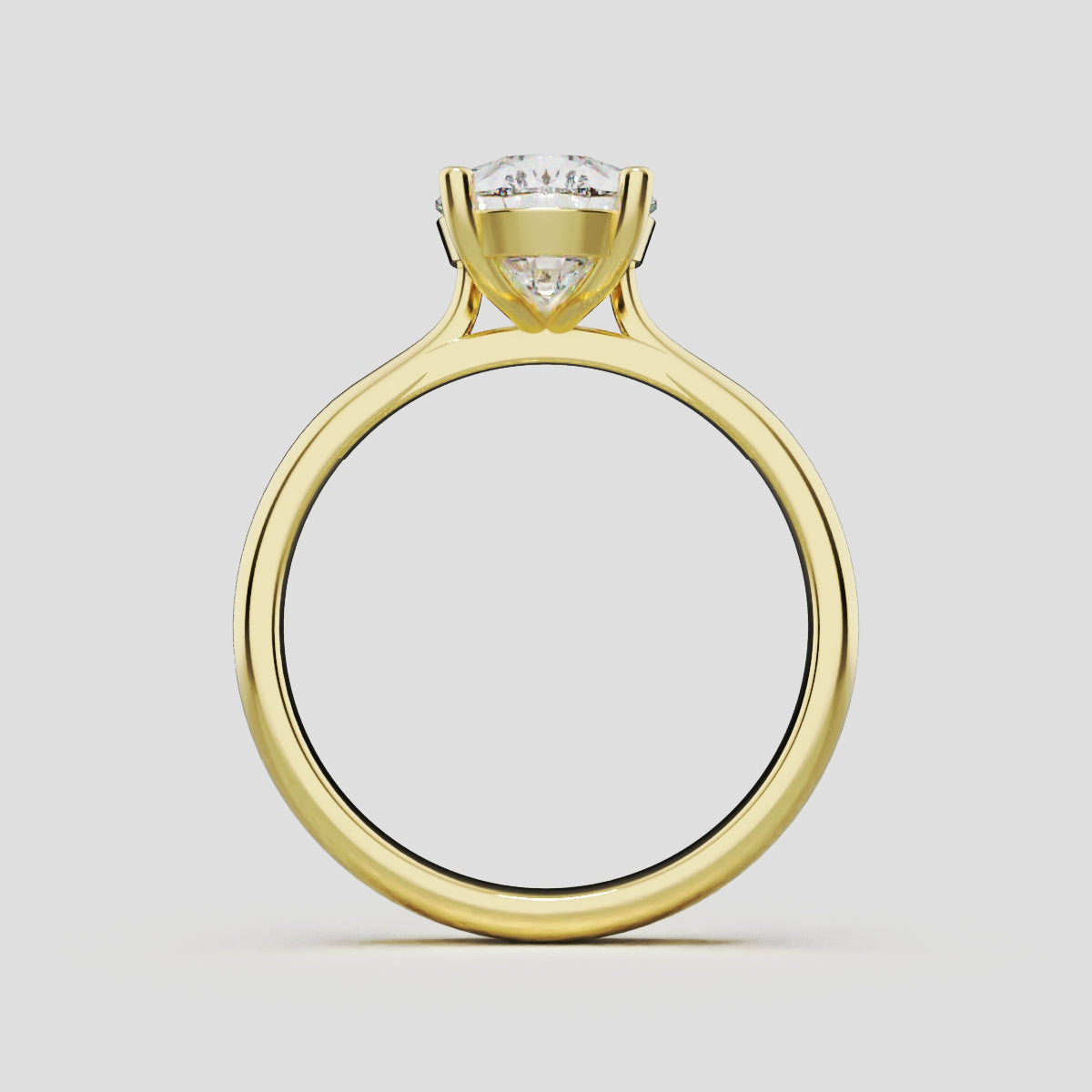 Guglia, 2ct pear lab grown diamond engagement ring, Cathedral, 18K yellow gold - through finger