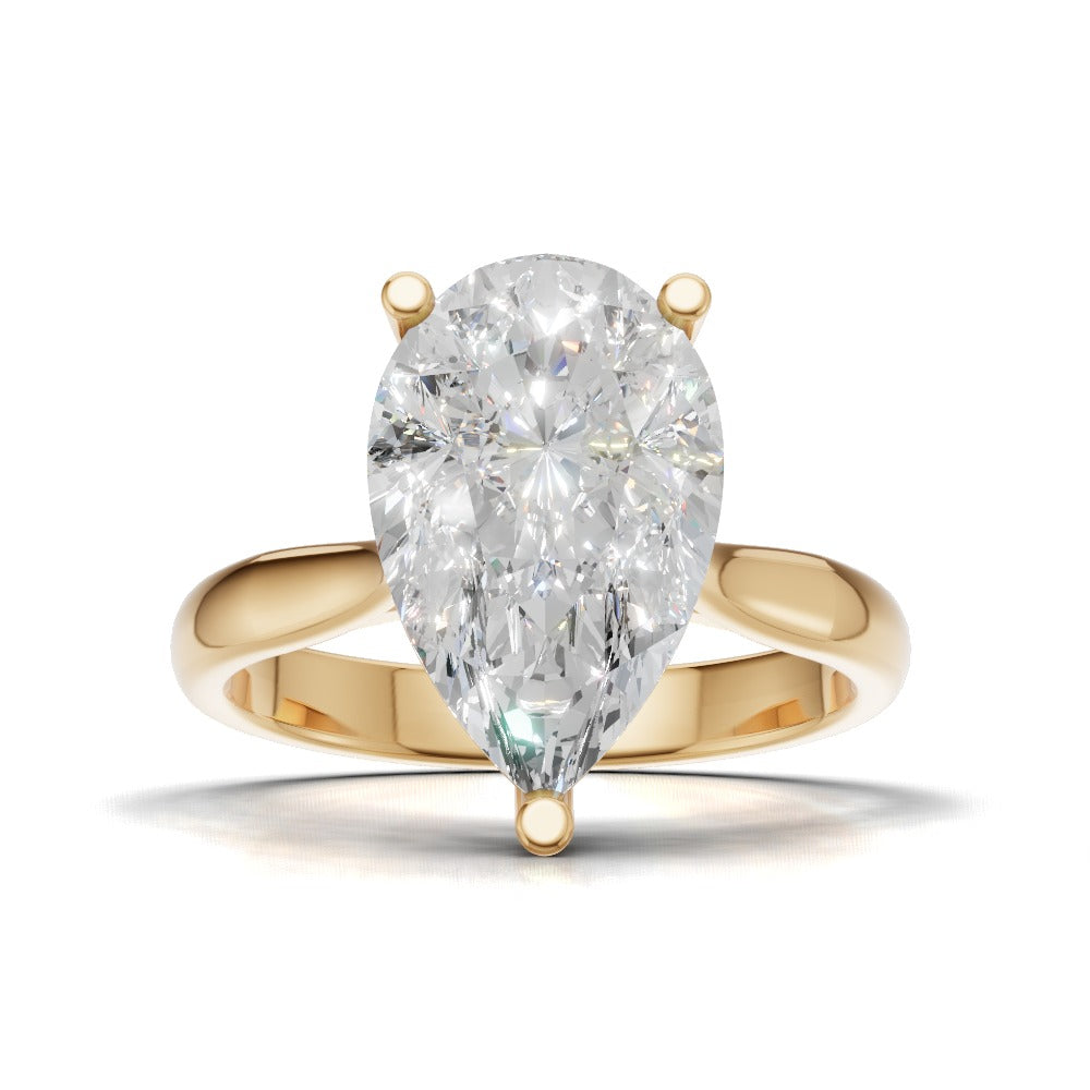 Guglia, 3ct pear lab grown diamond engagement ring, Cathedral, 18K yellow gold - view 4