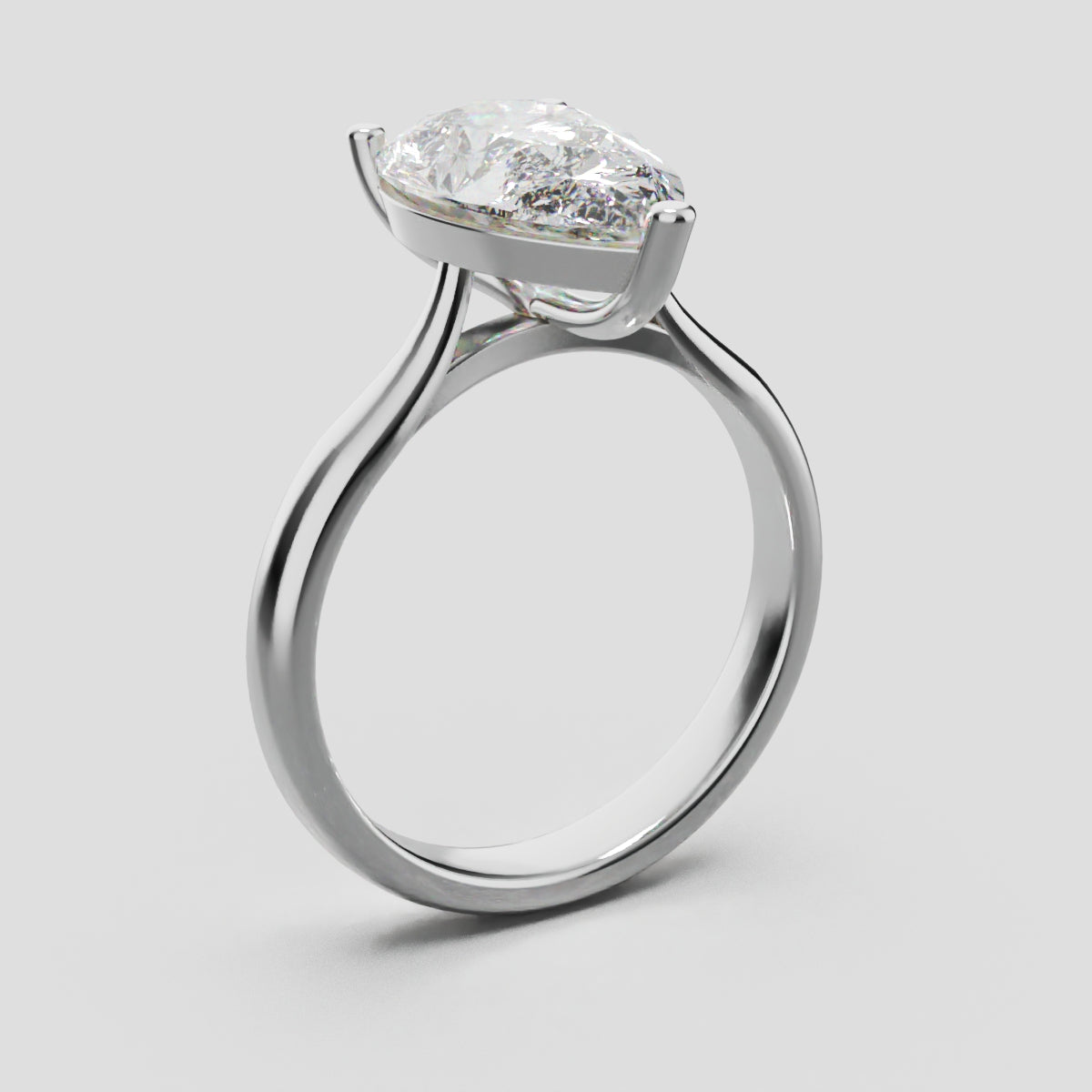 Guglia, 3ct pear lab grown diamond engagement ring, Cathedral, 18K white gold - ne
