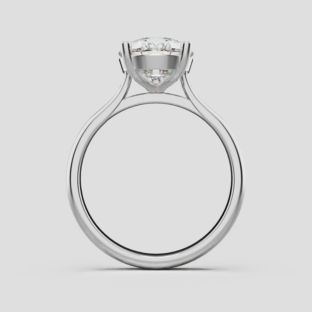 Guglia, 3ct pear lab grown diamond engagement ring, Cathedral, 18K white gold - through finger
