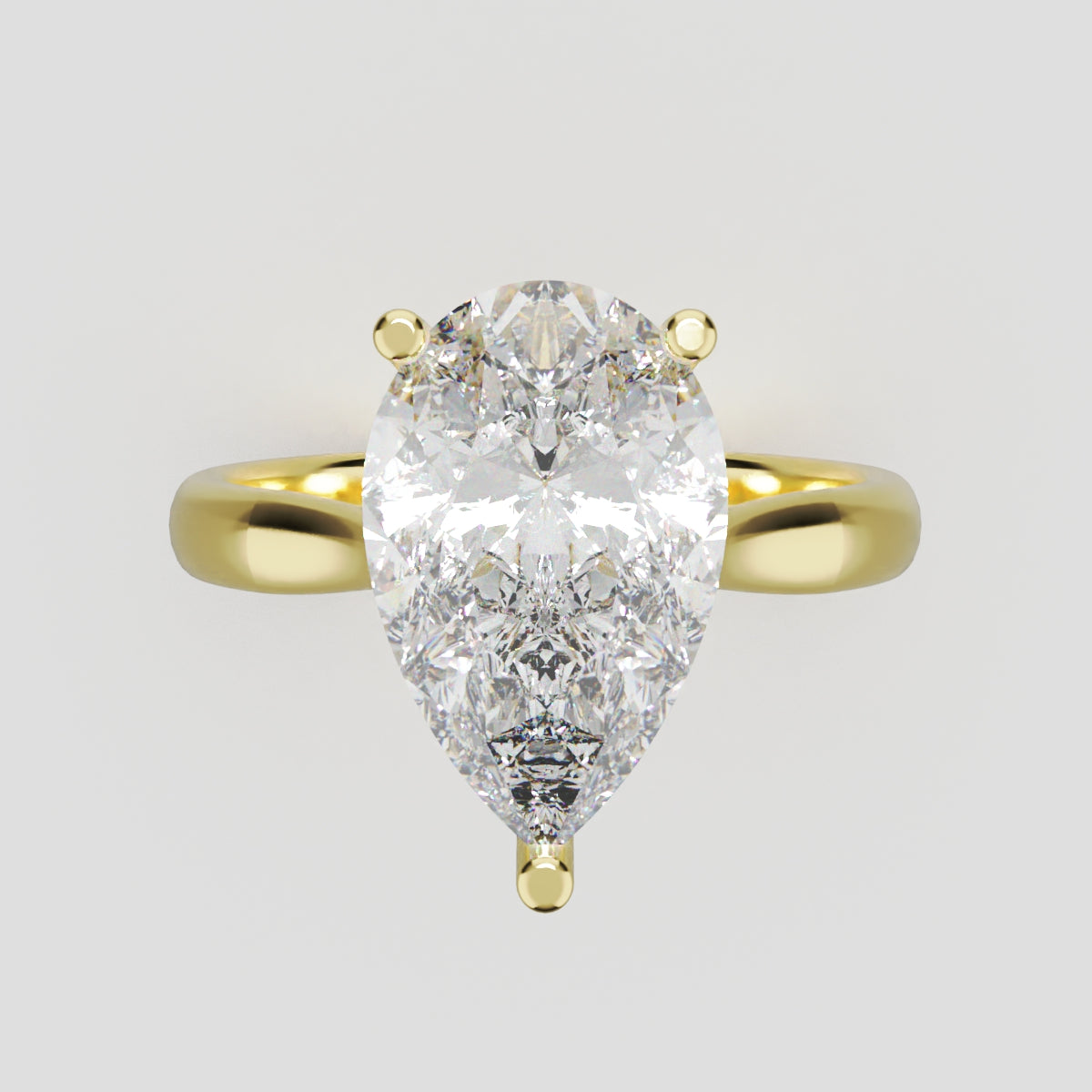 Guglia, 3ct pear lab grown diamond engagement ring, Cathedral, 18K yellow gold - front view