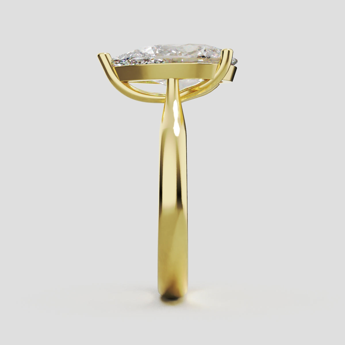 Guglia, 3ct pear lab grown diamond engagement ring, Cathedral, 18K yellow gold - side view
