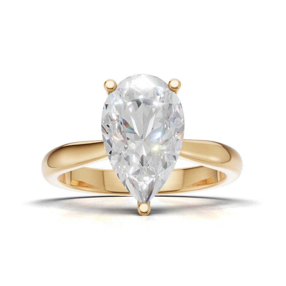 Campanile, 1.5ct pear lab grown diamond engagement ring, Cathedral Hidden Halo Bridge, 18K yellow gold - view 4