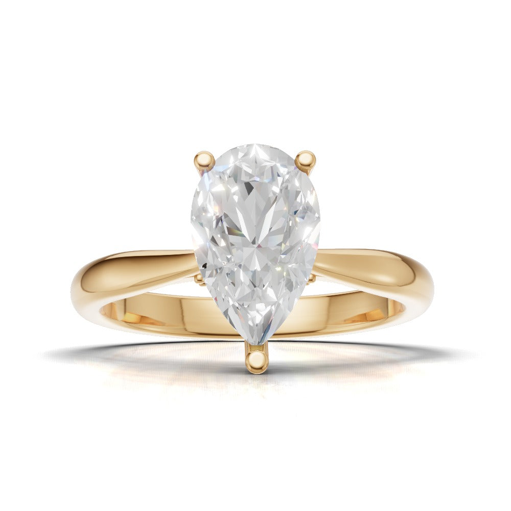 Campanile, 1ct pear lab grown diamond engagement ring, Cathedral Hidden Halo Bridge, 18K yellow gold - view 4